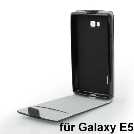 Ledertasche FLIP SLIMLINE FLEXI SERIES schwarz für Samsung E500 Galaxy E5|