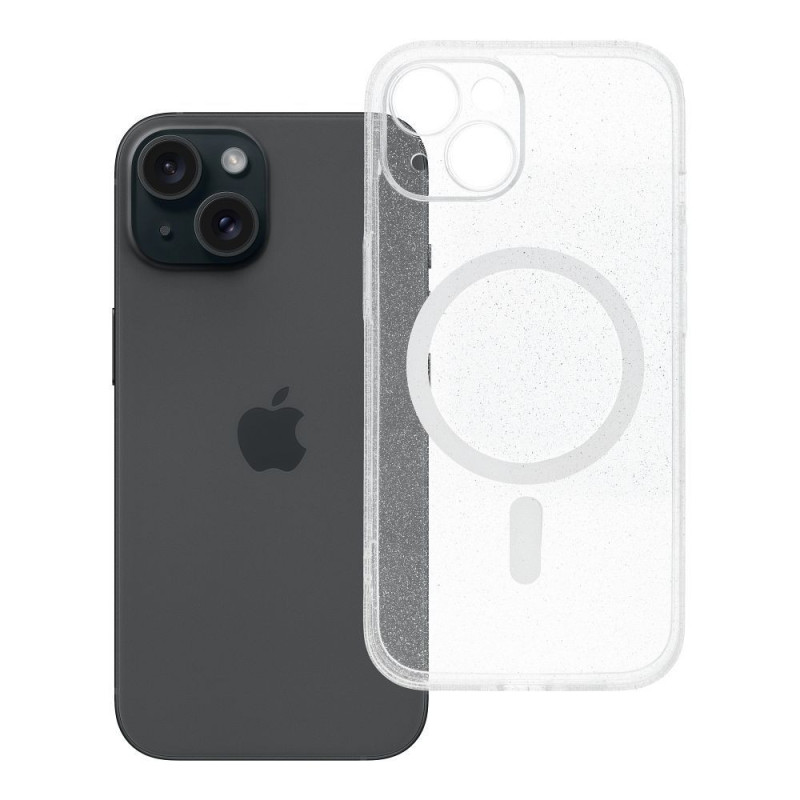 Case for iPhone 15 Clear Mag Cover (STR / CAMERA PROTECTION) compatible with MagSafe transparent glitter