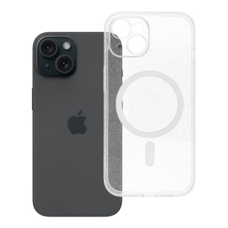 Case for iPhone 15 Clear Mag Cover (STR / CAMERA PROTECTION) compatible with MagSafe transparent glitter
