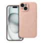 Case for iPhone 15 Silicone Mag Cover compatible with MagSafe pink