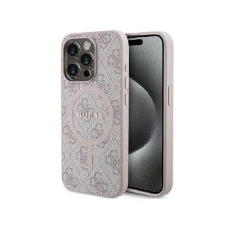 GUESS case for IPHONE 15 Pro Max compatible with MagSafe GUHMP15XG4GFRP (4G Ring classic logo) pink