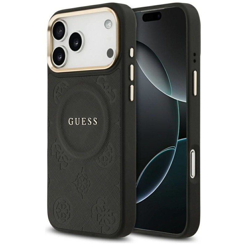 GUESS case for IPHONE 17 Pro Max compatible with MagSafe GUHMP17XPSAMSECK (PU W/ Peony Hot Stamp) black GUESS case for IPHONE 17 Pro Max compatible with MagSafe GUHMP17XPSAMSECK (PU W/ Peony Hot Stamp) black