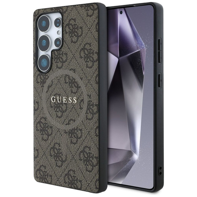 GUESS case for SAMSUNG S25 Ultra GUHMS25LG4GFRW (Magnetic PU 4G Ring Classic Logo) brown