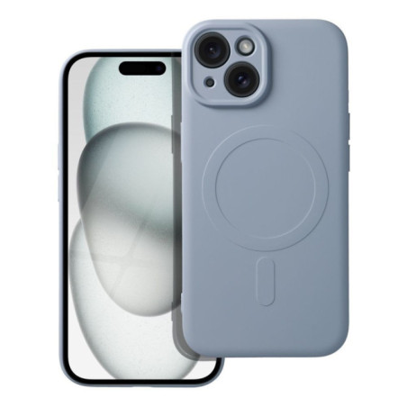 Case for iPhone 15 Silicone Mag Cover compatible with MagSafe light blue