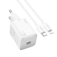 Phone charger Hoco USB C QC PD 20W + cable USB C to Lightning N40 white
