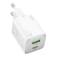 Phone charger Hoco USB A + USB C QC3.0 PD 3A 20W N41 white