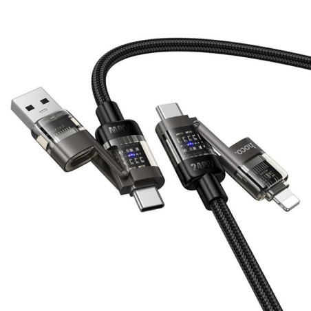 Cable 4in1 USB A/C to USB C/Lightning Hoco 240W 1