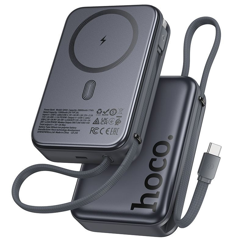 Powerbank Hoco 20000 mAh compatible with MagSafe QC PD 45W Q44A black Powerbank Hoco 20000 mAh compatible with MagSafe QC PD 45W Q44A black