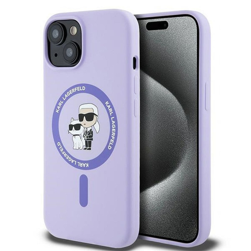 KARL LAGERFELD case for IPHONE 15 compatible with MagSafe KLHMP15SSCMKCRHU (Silicone KC Body Ring) purple KARL LAGERFELD case for IPHONE 15 compatible with MagSafe KLHMP15SSCMKCRHU (Silicone KC Body Ring) purple