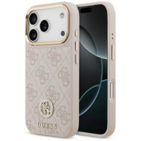 GUESS case for IPHONE 17 Pro compatible with MagSafe GUHMP17LP4GRMDEP (PU W/ 4G Strass Logo) pink