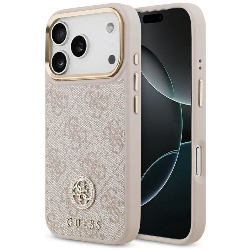 GUESS case for IPHONE 17 Pro compatible with MagSafe GUHMP17LP4GRMDEP (PU W/ 4G Strass Logo) pink