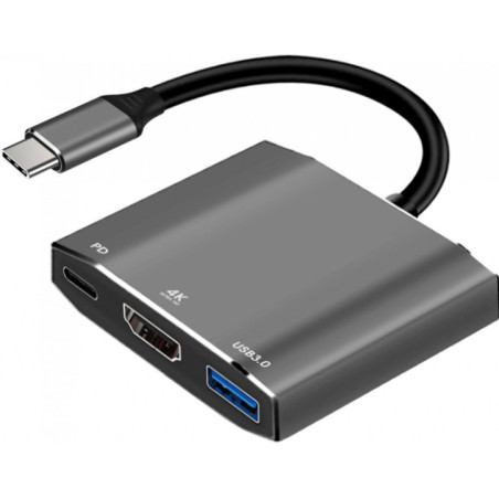 Adapter HUB 3in1 USB C ART OEM-C17 silver