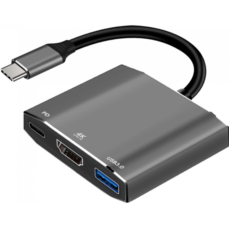 Adapter HUB 3in1 USB C ART OEM-C17 silver