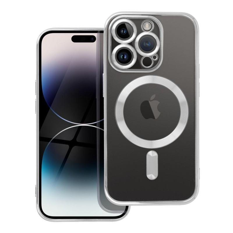 Case for iPhone 14 PRO Electro Mag Cover compatible with MagSafe silver