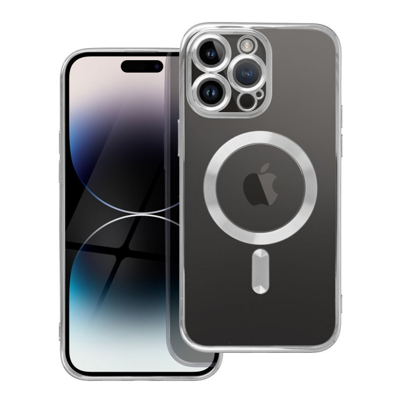 Case for iPhone 14 PRO MAX Electro Mag Cover compatible with MagSafe silver