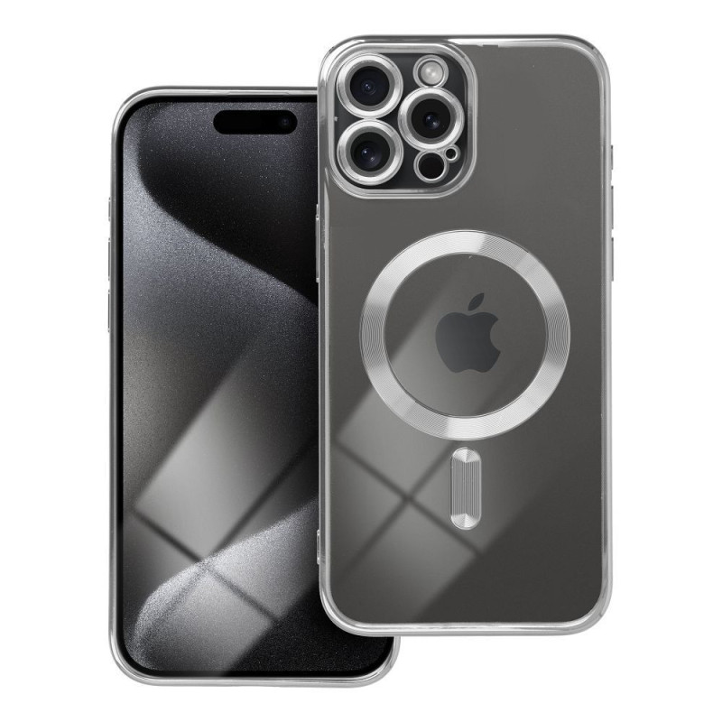 Case for iPhone 15 PRO MAX Electro Mag Cover compatible with MagSafe silver