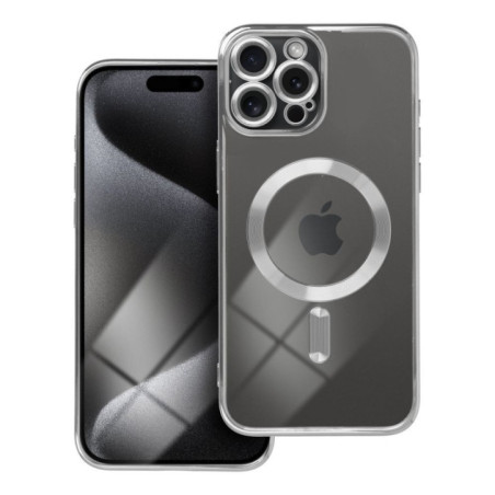 Case for iPhone 15 PRO MAX Electro Mag Cover compatible with MagSafe silver
