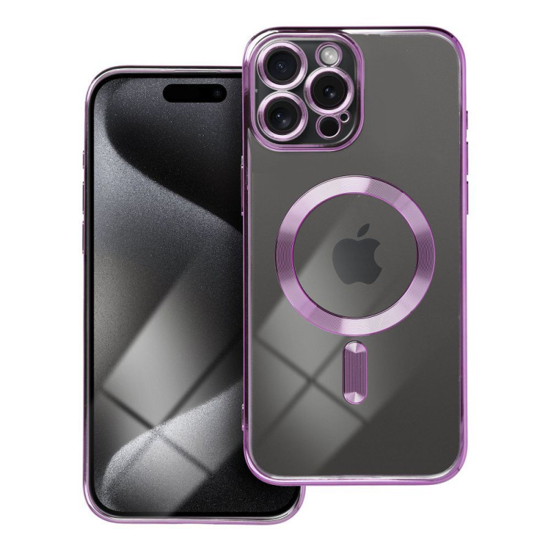 Case for iPhone 15 PRO MAX Electro Mag Cover compatible with MagSafe purple