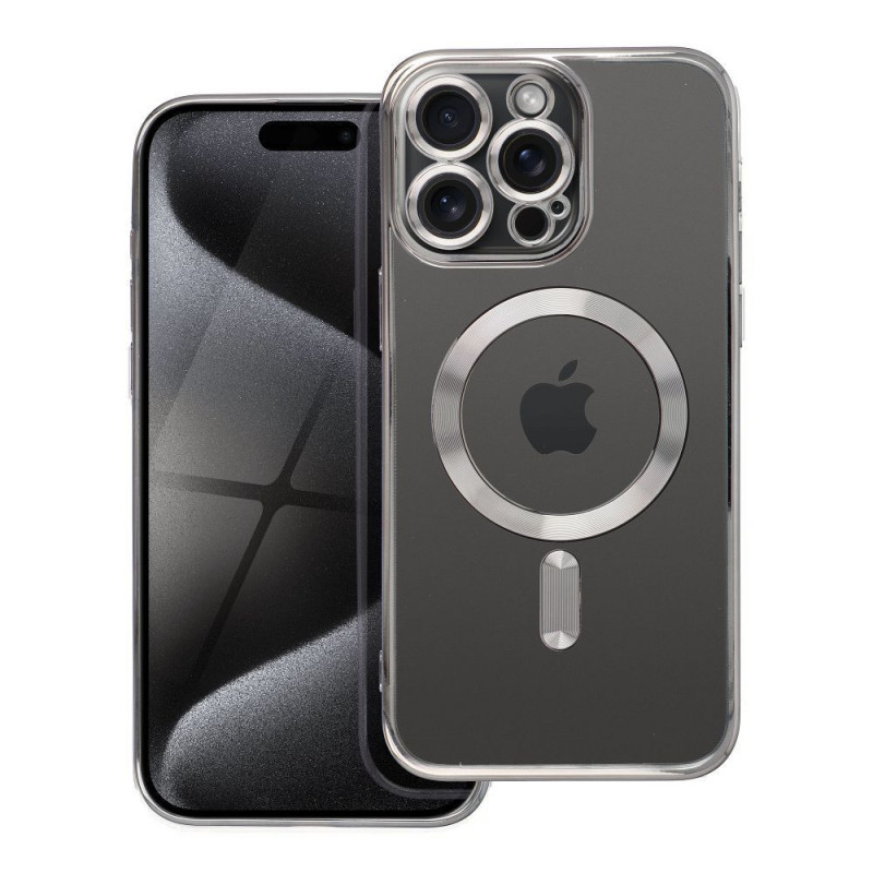 Case for iPhone 15 PRO MAX Electro Mag Cover compatible with MagSafe titanium gray