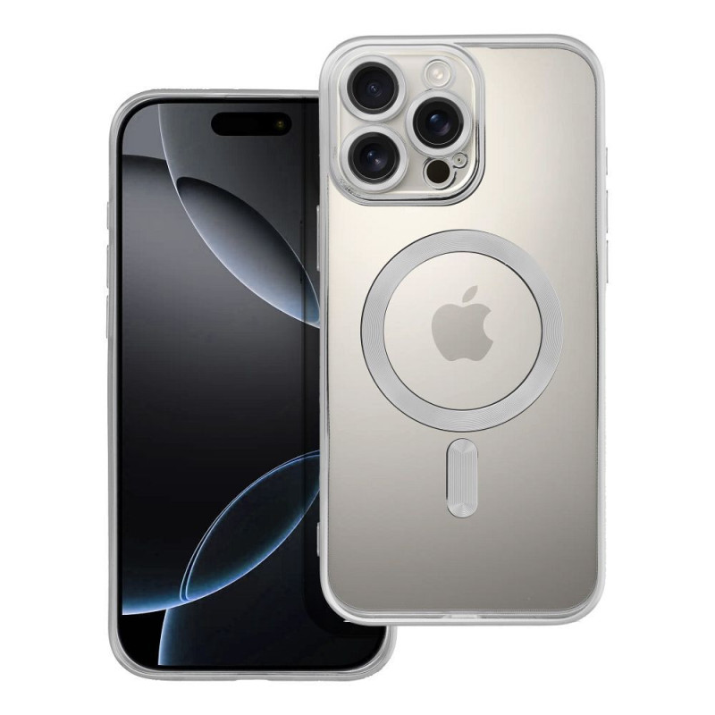 Case for iPhone 16 PRO MAX Electro Mag Cover compatible with MagSafe silver