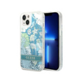 GUESS case for IPHONE 13 / 14 / 15 GUHCP14SLFLSN (Flower Liquid Glitter) green