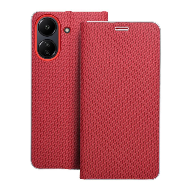 Flip case for Xiaomi Redmi 13C / Poco C65 Luna Book Carbon red
