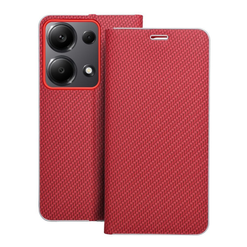 Flip case for Xiaomi Redmi NOTE 13 PRO 4G / Poco M6 PRO 4G Luna Book Carbon red