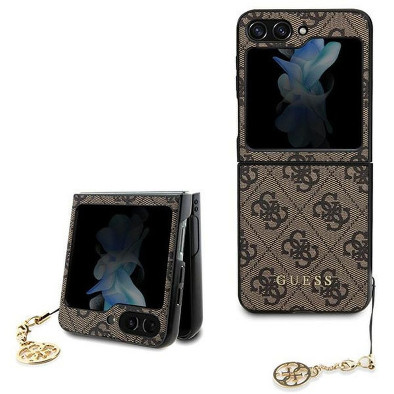 GUESS case for SAMSUNG Z Flip 5 GUHCZF5GF4GBR (4G Charm) brown