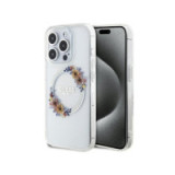 GUESS case for IPHONE 15 Pro Max compatible with MagSafe GUHMP15XHFWFCT (Flowers Wreath) transparent