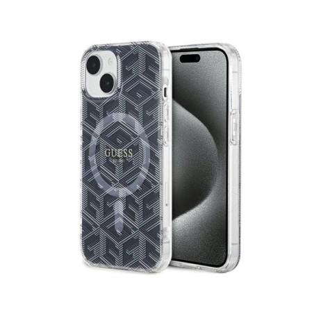 GUESS case for IPHONE 15 Plus compatible with MagSafe GUHMP15MHGCUSTGK (IML GCUBE) black