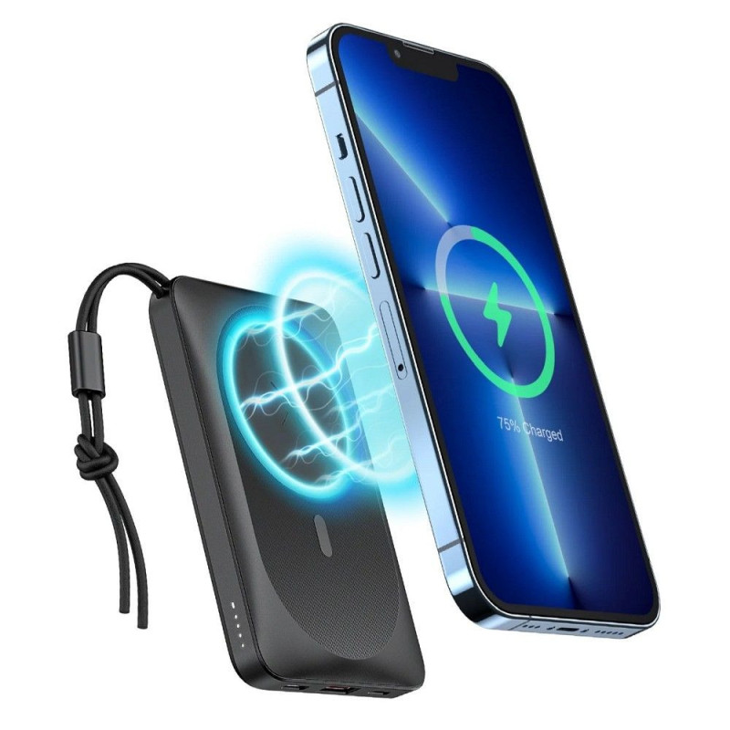 Powerbank compatible with MagSafe Veger MagOn (VP1151 / W1151) PD QC3.0 2A 20W 10000 mAh with wireless charging black