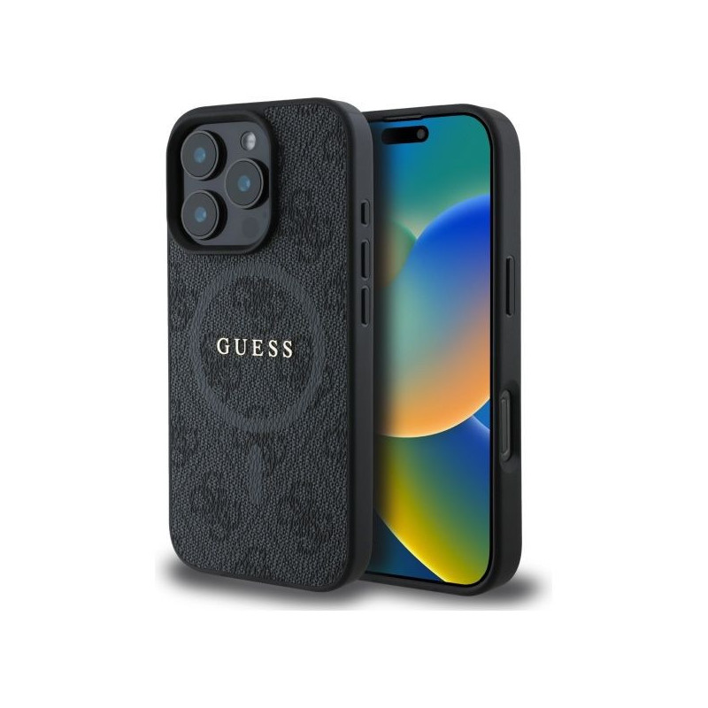 GUESS case for IPHONE 16 Pro Max compatible with MagSafe GUHMP16XG4GFRK (PU 4G Ring Classic Logo) black