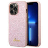 GUESS case for IPHONE 14 Pro Max GUHCP14XHGGSHP (Glitter Flakes Script Metal Logo)  pink