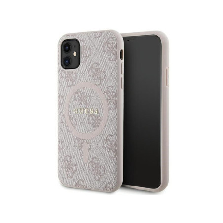 GUESS case for IPHONE 11 compatible with MagSafe GUHMN61G4GFRP (4G Ring classic logo) pink