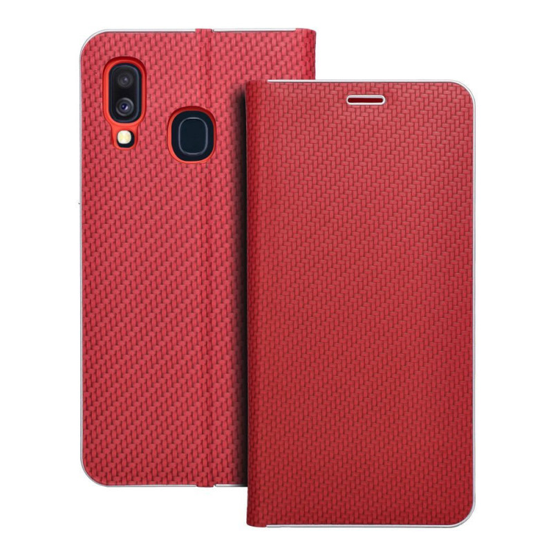 Flip case for Samsung A40 Luna Book Carbon red