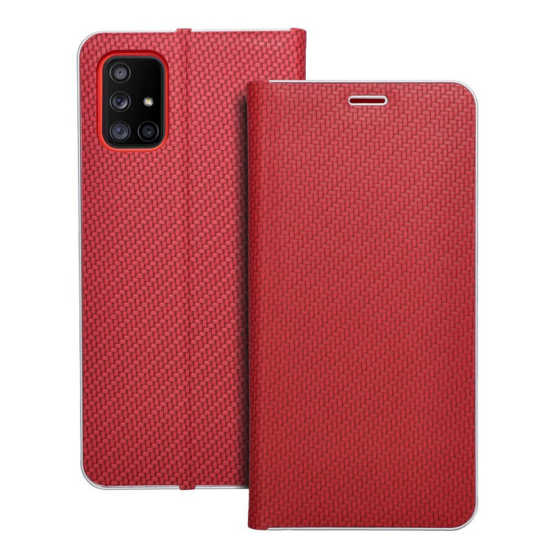 Flip case for Samsung A71 Luna Book Carbon red