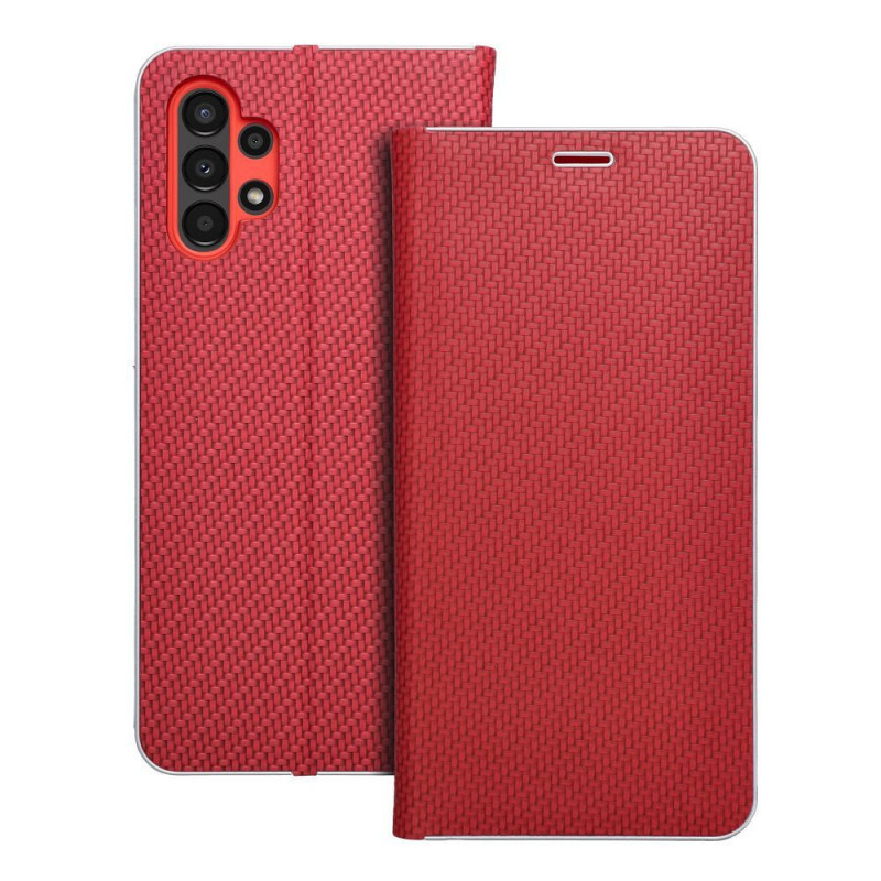 Flip case for Samsung A13 4G Luna Book Carbon red