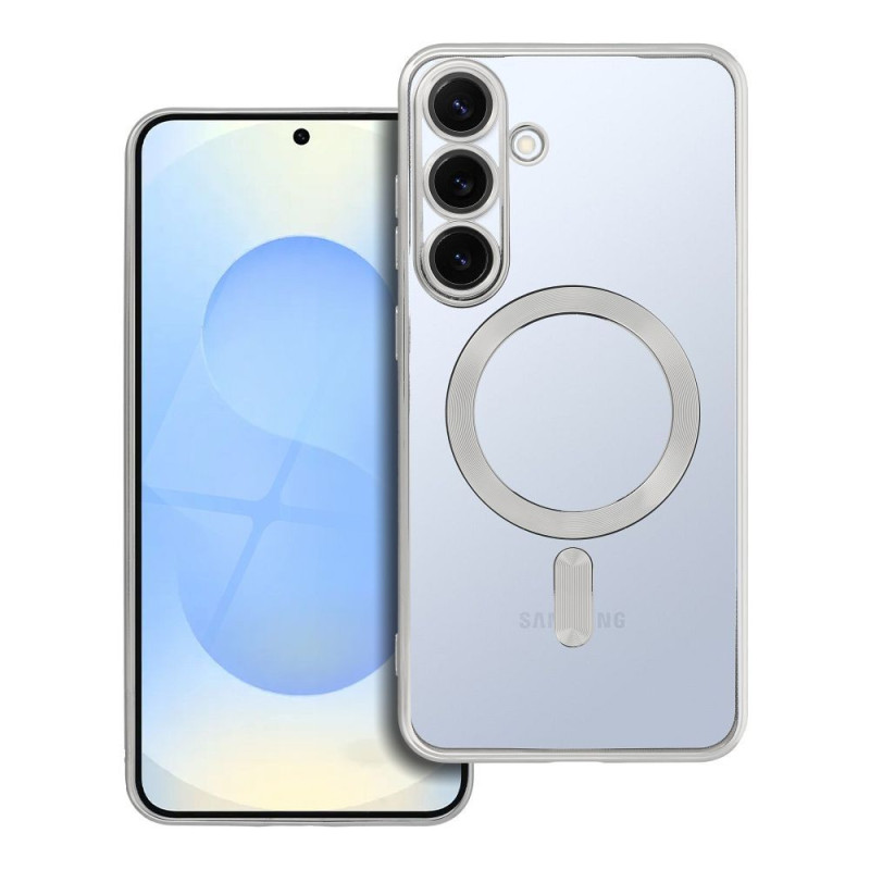 Case for Samsung S25 PLUS Electro Mag Cover compatible with MagSafe silver