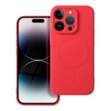 Case for iPhone 14 PRO Silicone Mag Cover compatible with MagSafe red