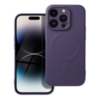 Case for iPhone 14 PRO Silicone Mag Cover compatible with MagSafe dark purple