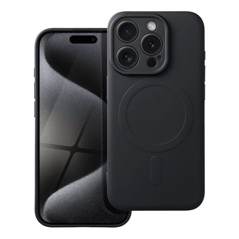 Case for iPhone 15 PRO Silicone Mag Cover compatible with MagSafe black