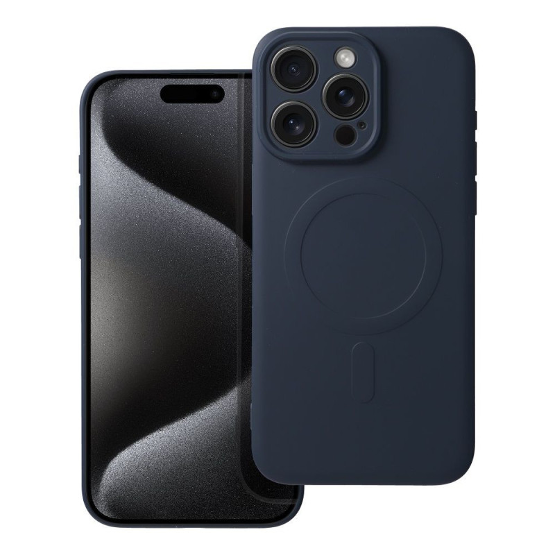 Case for iPhone 15 PRO MAX Silicone Mag Cover compatible with MagSafe titanium blue