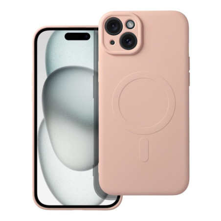 Case for iPhone 15 PLUS Silicone Mag Cover compatible with MagSafe pink