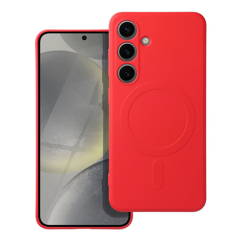 Case for Samsung S24 Silicone Mag Cover compatible with MagSafe red