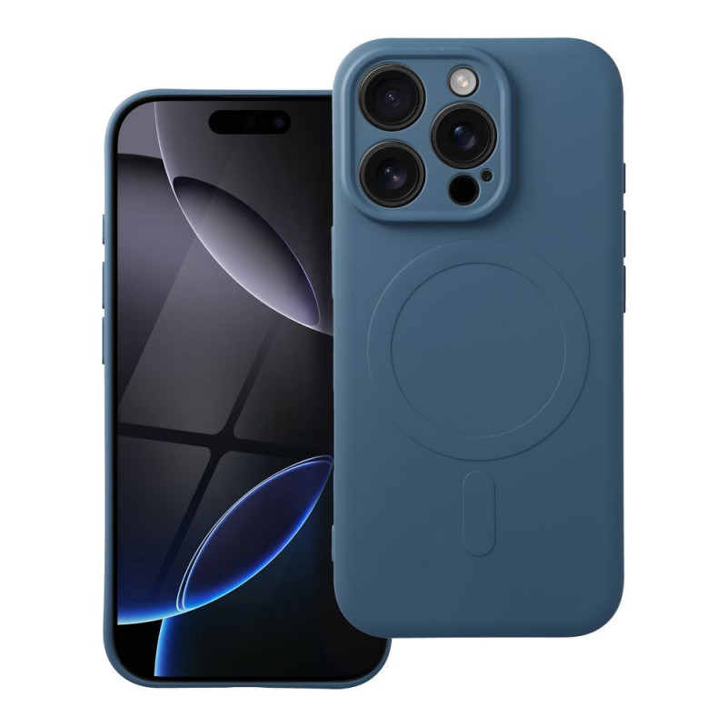 Case for iPhone 16 PRO Silicone Mag Cover compatible with MagSafe blue
