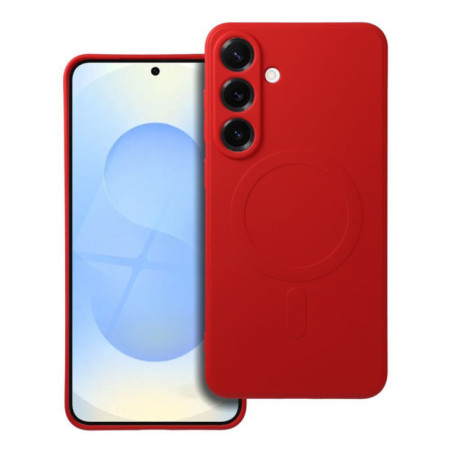 Case for Samsung S25 PLUS Silicone Mag Cover compatible with MagSafe red