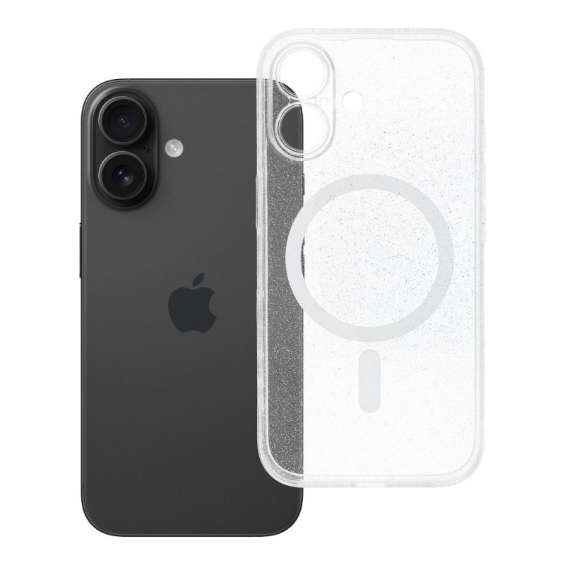 Case for iPhone 16 Clear Mag Cover (STR / CAMERA PROTECTION) compatible with MagSafe transparent glitter