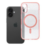 Case for iPhone 16 Clear Mag Cover (STR / CAMERA PROTECTION) compatible with MagSafe pink glitter