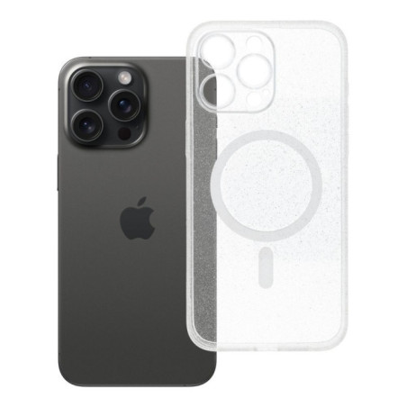 Case for iPhone 15 PRO MAX Clear Mag Cover (STR / CAMERA PROTECTION) compatible with MagSafe transparent glitter