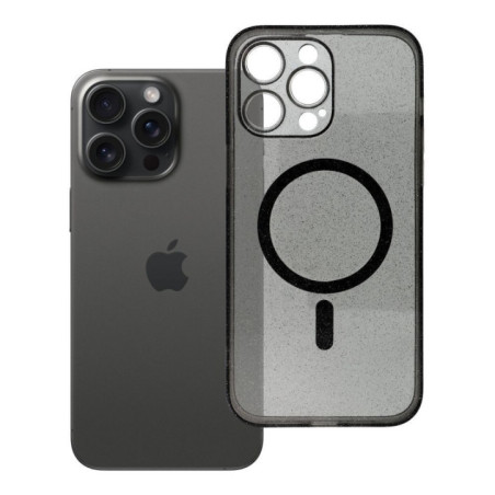 Case for iPhone 14 PRO MAX Clear Mag Cover (STR / CAMERA PROTECTION) compatible with MagSafe black glitter